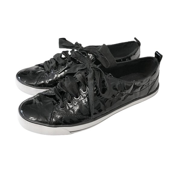 COACH Suzzy Patent Leather Embossed Low Sneakers - Picture 1 of 8